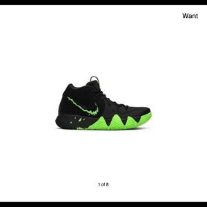 Black and neon green Kyrie 4. Lightly used basketball sneakers.